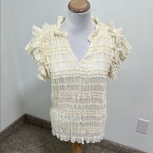 🌴 NWT So Me Smocked Ruffle Blouse